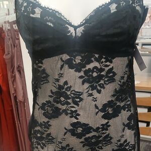 Black Lace Floral Nightgown